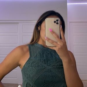 Grey lace high neck blouse